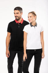 Kariban Női galléros póló Kariban KA261 Ladies' Two-Tone Jersey polo Shirt -2XL, Dark Grey Heather/Black