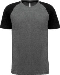 Proact Uniszex póló Proact PA4010 Adult Triblend Two-Tone Sports Short-Sleeved T-Shirt -M, Grey Heather/Black Heather