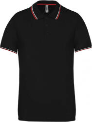 Kariban Férfi galléros póló Kariban KA250 Men'S Short-Sleeved polo Shirt -2XL, Black/Red/Yellow