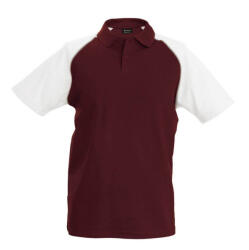 Kariban Férfi galléros póló Kariban KA226 Baseball - Short-Sleeved polo Shirt -XL, Bordeaux/White