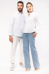 Kariban Férfi ing Kariban KA513 Men’S Long-Sleeved Cotton poplin Shirt -XL, Striped Pale Blue
