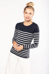 Kariban Női pulóver Kariban KA990 Ladies' Sailor Jumper -L, Striped Navy/Off White