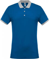 Kariban Férfi galléros póló Kariban KA258 Men'S Two-Tone piqué polo Shirt -2XL, Light Royal Blue/Oxford Grey