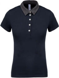 Kariban Női galléros póló Kariban KA261 Ladies' Two-Tone Jersey polo Shirt -XS, Navy/Dark Grey Heather