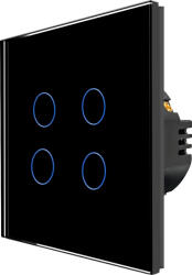 Luxion Intrerupator Cvadruplu cu Touch din Sticla LUXION 500W Negru LX-ST-401G-B (lx-st-401g-b)