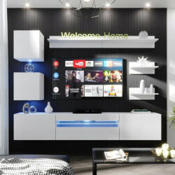 Intenso Concept-4 nappali faliszekrény sor - 200 cm (magasfényű fehér) - pepita