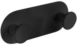 Laveo MIRI dupla akasztó (40x107x20 mm) fekete, rögzítő csavarral és ragasztóval (ALM_712S)