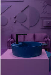 Laveo CLIFF kerek gránit mosdó túlfolyó nélkül, éjkék (VGC1N10T) - konyhanet