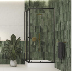 Laveo BRESSO félkör zuhanykabin zuhanytálcával, 80x80x185 cm átlátszó üveg/fekete (JKBB786Z) - konyhanet