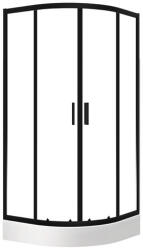 Laveo BRESSO félkör zuhanykabin 80x80x185 cm átlátszó üveg/fekete (JKB_786Z) - konyhanet