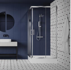 Laveo BRESSO szögletes zuhanykabin zuhanytálcával 90x90x185 cm átlátszó üveg/króm (JKBB096K) - konyhanet