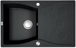 Laveo MOLOKIN matt fekete gránit mosogató dugókiemelős szifonnal, 80x50 cm (OPSPO_711B)