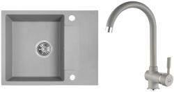 Laveo RAB MINI szürke szett álló csappal, helytakarékos szifonnal (OPSRF_513YL)