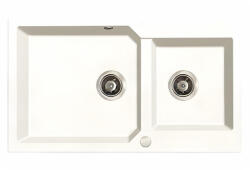 Laveo MILOS 2M 100 kétmedencés jázmin gránit mosogató helytakarékos dugókiemelős szifonnal (OPSPM_J209)