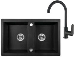 Laveo BARBADOS matt fekete kétmedencés szett (SRB_720BL) - watermarkt