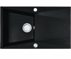 Laveo GRENADA csepptálcás matt fekete mosogató automata dugókiemelős, helytakarékos szifonnal (SRG_711B) - watermarkt