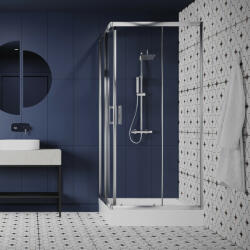 Laveo BRESSO szögletes zuhanykabin zuhanytálcával 80x80x185 cm átlátszó üveg/króm (JKBB086K) - watermarkt