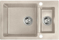 Laveo CELIA 1, 5 medencés bézs mosogató dugókiemelős helytakarékos szifonnal (SRC_430T) - watermarkt