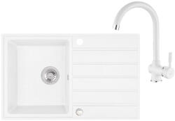 Laveo MARGARITA fehér szett álló csappal, dugókiemelős szifonnal (SRM_611TL) - watermarkt