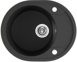 Laveo DAFNE egykör mini csepptálcás szemcsés fekete mosogató dugókiemelős helytakarékos szifonnal (SRD_783T) - watermarkt