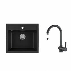  Hana szett álló csappal matt fekete (HANADORA)