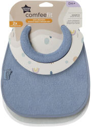 Tommee Tippee Двустранен текстилен лигавник Tommee Tippee - Comfee Fit, Син и Зелен, 0 m+, 2 броя (TT.0291)