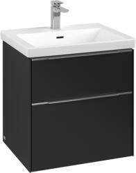 Villeroy & Boch Dulap baza suspendat Villeroy & Boch Subway 3.0 572x576x478 mm cu doua sertare, Volcano Black, maner aluminiu (C57800VL)