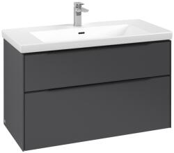 Villeroy & Boch Dulap baza suspendat Villeroy & Boch Subway 3.0 973x576x478 mm cu doua sertare, Graphite, maner Volcano Black (C57001VR)