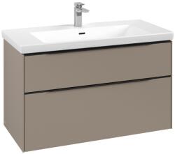 Villeroy & Boch Dulap baza suspendat Villeroy & Boch Subway 3.0 973x576x478 mm cu doua sertare, Taupe, maner Volcano Black (C57001VM)