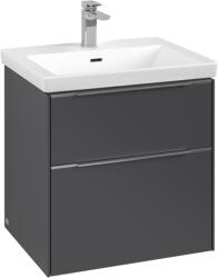 Villeroy & Boch Dulap baza suspendat Villeroy & Boch Subway 3.0 572x576x478 mm cu doua sertare, Graphite, maner aluminiu (C57800VR)