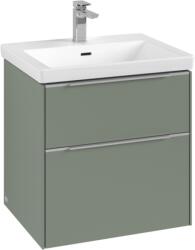 Villeroy & Boch Dulap baza suspendat Villeroy & Boch Subway 3.0 572x576x478 mm cu doua sertare, Soft Green, maner aluminiu (C57800AF)