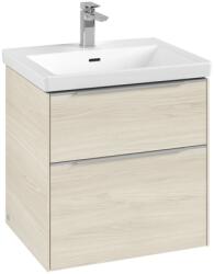 Villeroy & Boch Dulap baza suspendat Villeroy & Boch Subway 3.0 572x576x478 mm cu doua sertare, White Oak, maner aluminiu (C57800AA)