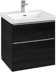 Villeroy & Boch Dulap baza suspendat Villeroy & Boch Subway 3.0 572x576x478 mm cu doua sertare, Black Oak, maner aluminiu (C57800AB)