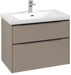 Villeroy & Boch Dulap baza suspendat Villeroy & Boch Subway 3.0 772x576x478 mm cu doua sertare, Taupe, maner Volcano Black (C57401VM)
