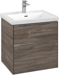 Villeroy & Boch Dulap baza suspendat Villeroy & Boch Subway 3.0 572x576x478 mm cu doua sertare, Stone Oak, maner aluminiu (C57800RK)