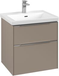 Villeroy & Boch Dulap baza suspendat Villeroy & Boch Subway 3.0 572x576x478 mm cu doua sertare, Taupe, maner aluminiu (C57800VM)