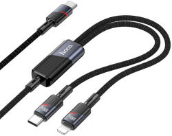 hoco. 2 az 1-ben USB C - USB C + Lightning kábel Hoco 5A 100W 1.2m U139 fekete