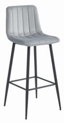  Scaun de bar POZZA VELVET cu picioare negre, gri deschis