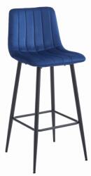  Scaun de bar POZZA VELVET cu picioare negre, albastru