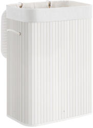 SONGMICS bambusz szennyeskosár 72L összecsukható fedeles tároló 3 fogantyúval fehér (EUZ-LCB010W01V2)