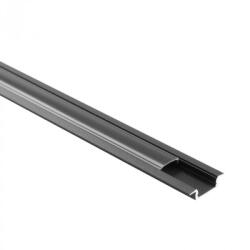 Ecolight Süllyesztett LED alumínium profil, fekete, 1m, fekete borítással LED szalagokhoz + végzárókkal, Ecolight P sorozat (ECOPRO0520C)