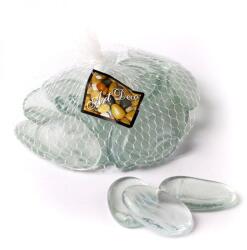 Art Deco Dekor üveg kavics - fehér csíkos - 4 cm 500 g (Q487336)