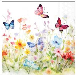Ambiente Butterflies in field white papírszalvéta 25x25cm, 20db-os