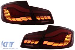 KITT Specials Teljesen LED hátsó lámpák BMW 5 F10 (2011-2017) modellekhez, fekete csík, dinamikus irányjelző (TLBMF10BFW)