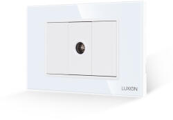 Luxion Priza TV 1M + 2 Taste False LUXION cu Rama din Sticla, Standard Italian, 3M SmartElectro IntelligentHouse (LXI-032/22GF-W)
