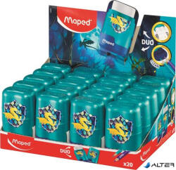 Maped Hegyező és radír display, kétlyukú, tartályos, MAPED "Connect Dragon", sárkány (049226) - alter