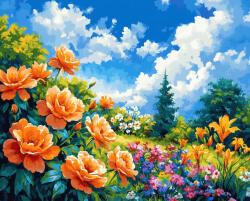 Alkotásutca Nyári virágoskert - Számfestő készlet kereten 40x50