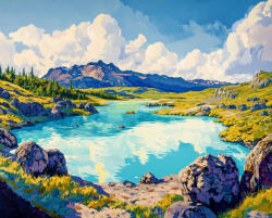 Alkotásutca Kék lagúna - Számfestő készlet kereten 40x50