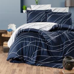 First Choice Lenjerie de pat bumbac satin de lux 6 piese, First Choice, Mesi Albastru cu linii Lenjerie de pat