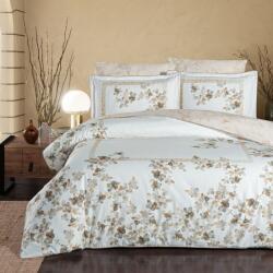 La Romano® Lenjerie pat de lux premium satin La Romano, Line Bej floral Lenjerie de pat